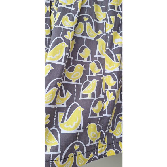 Beebop and Wally NY Zoe Cotton Skirt Novelty Canary Bird Pleated Gray Yellow M - Picture 6 of 10